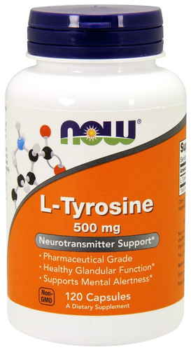NOW Foods L-Tyrozyna 500 mg Wsparcie Mózgu Energii i Tarczycy 120 Kapsułek
