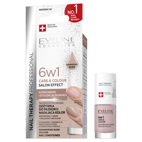 Eveline Nail Therapy Professional Care & Colour 6in1 Concentrated Nail Conditioner Giving Colour Shimmering Nude 5ml