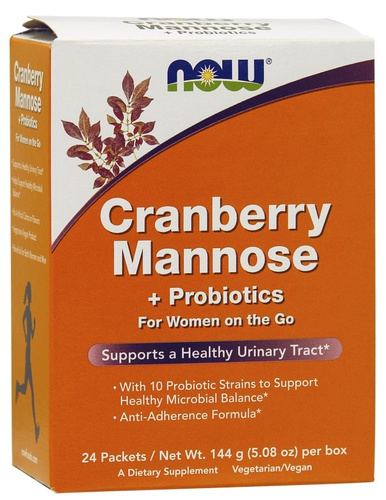 NOW Foods Żurawina Mannoza i Probiotyki Dla Zdrowia Dróg Moczowych Kobiet 24 Saszetki