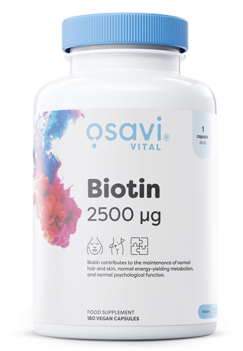 Osavi Biotyna 2500mcg na Zdrowe Włosy i Skórę 180 Wegańskich Kapsułek