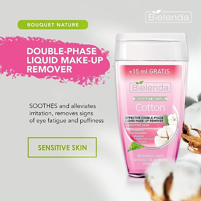 Bielenda Cotton Gentle Double Phase Liquid Make Up Remover 140ml