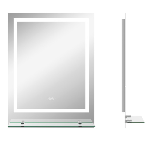 kleankin LED Bathroom Mirror with Lights and Shelf, Illuminated Makeup Mirror, Vanity Mirror with 3 Colour, Smart Touch, Anti-Fog