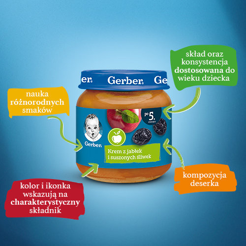 Gerber Krem z Jabłek i Suszonych Śliwek dla Niemowląt po 5 Miesiącu 125g