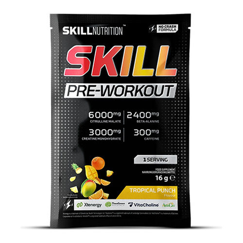 Skill Nutrition Skill Pre-Workout Przedtreningówka Na Energię i Skupienie Poncz Tropikalny 16g