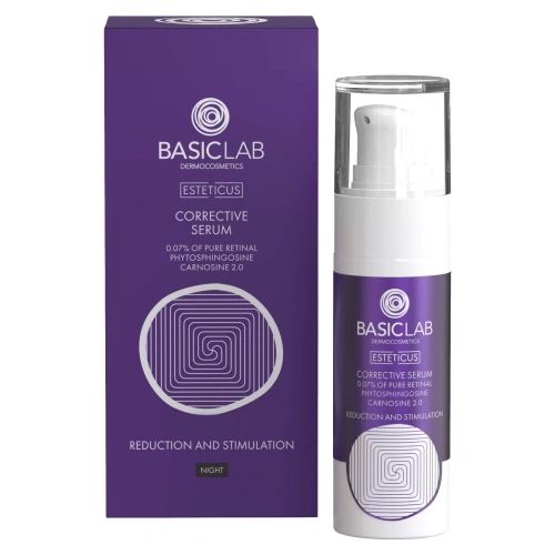 BasicLab Dermocosmetics Correcting Serum with Retinal 0.07% Phytosphingosine and Carnosine 2.0 Reduction and Stimulation for Problematic Skin 30ml