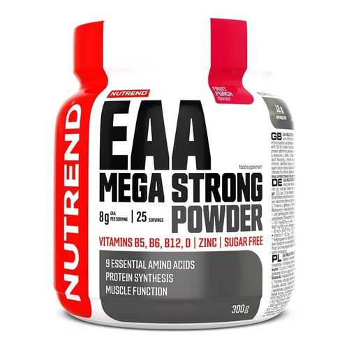 Nutrend EAA Mega Strong Powder Fruit Punch EAA Powder for Hydration and Metabolism Support 300g