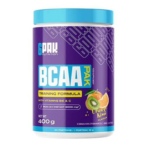 6PAK BCAA Pak, Pomarańcza i kiwi 400g