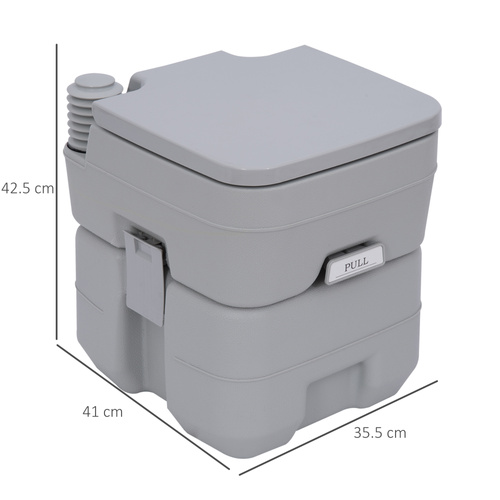 Outsunny Portable Camping Toilet, 20L Flushable Porta Potty Portaloo with 2 Detachable Tanks, Flush and Double Seal Valve for Outdoor Camping Hiking Travel Caravan