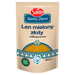 Sante Skarby Ziemi Odtłuszczony Len Mielony Złoty bez Glutenu z Wysoką Zawartością Białka 200g