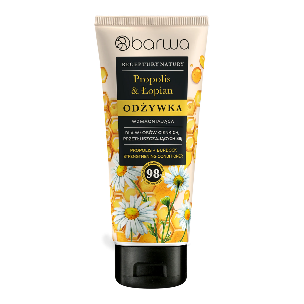 Barwa Receptury Natury Wzmacniająca Odżywka Propolis Łopian dla Włosów Cienki i Przetłuszczających Się 200ml
