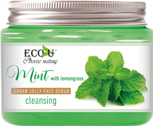 EcoU Mięta Trawa Cytrynowa Cukrowy Peeling Galaretka do Twarzy Oczyszczający 140g Best Before 08.11.26