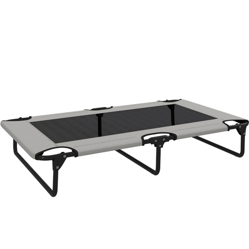 PawHut Portable Raised Dog Bed, Elevated Pet Cot with Breathable Mesh for Indoor Outdoor, for Large Dogs, Light Grey