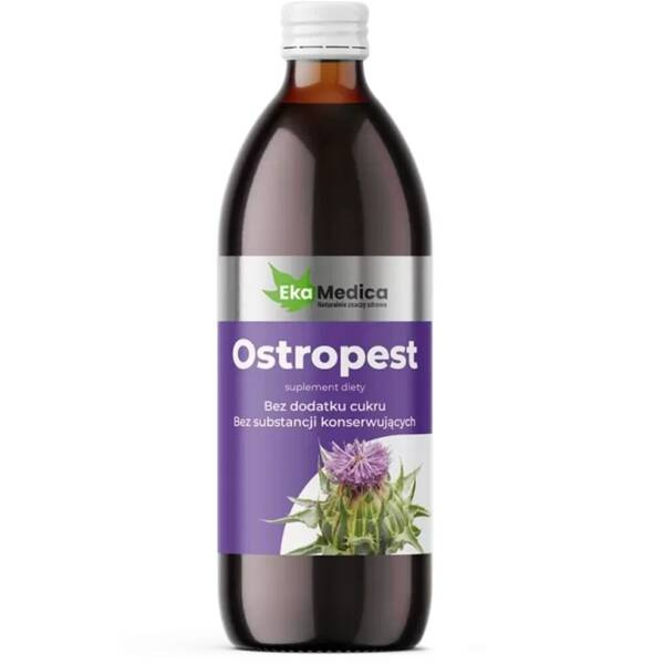 EkaMedica Naturalny Sok Z Ostropestu Bez Dodatku Cukru, Wspiera Trawienie 500ml