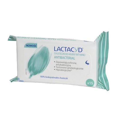 LACTACYD Antibacterial, intimate hygiene wipes, 15pcs