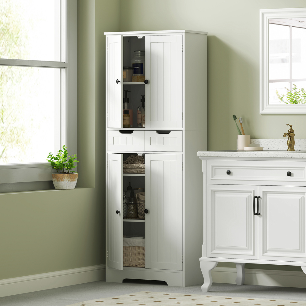 HOMCOM Tall Bathroom Storage Cabinet - White