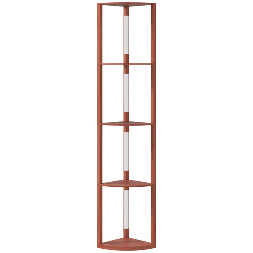 HOMCOM Corner Floor Lamp for Living Room Bedroom with Dimmable Warm White LED Light, Modern Tall Standing Lamp, Brown