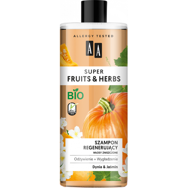 AA Super Fruits & Herbs Regenerating and Nourishing Shampoo for Damaged Hair with Pumpkin and Jasmine 500ml