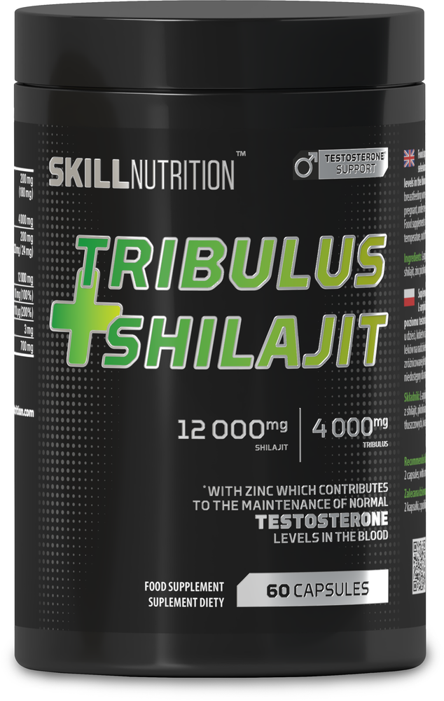Skill Nutrition Tribulus + Shilajit Supplement For Vitality and Testosterone Levels 60 Vegan Caps