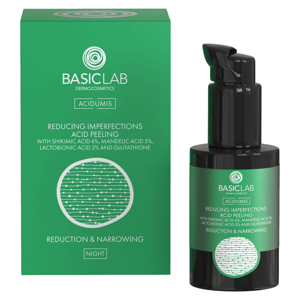 BasicLab Acid Peeling Reducing Imperfections with 6% Shikimic Acid 5% Mandelic Acid 3% Lactobionic Acid Reduction and Narrowing 30ml