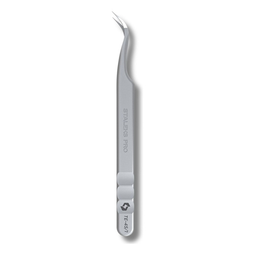 Stalek Pro Expert 45 Type 1 Curved Eyelash Tweezers With Fiber Tips 1pc