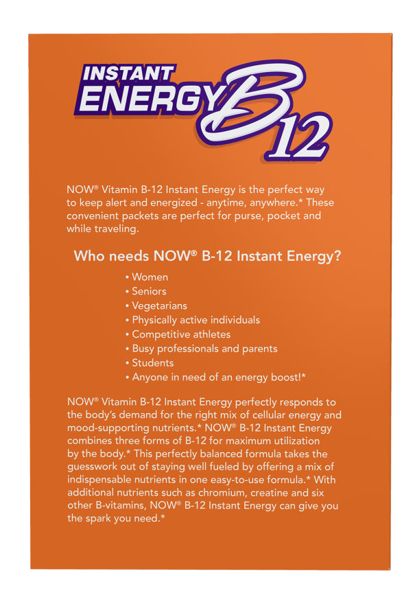 Now Foods Vitamin B-12 Instant Energy Supports Concentration and Well-being 75 Sachets