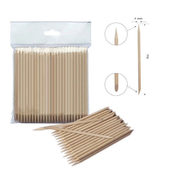 Staleks Expert Orange Wood Stick Manicure Pedicure Single-Use 75–150 mm 10–100 Pcs-DOS-30/100 (110mm)