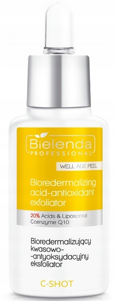 Bielenda Professional C-Shot Well Age Peel Bioredermalizing Acid-Antioxidant Exfoliator 20% Acids & Liposomal Coenzyme Q10 for Mature Skin 30ml