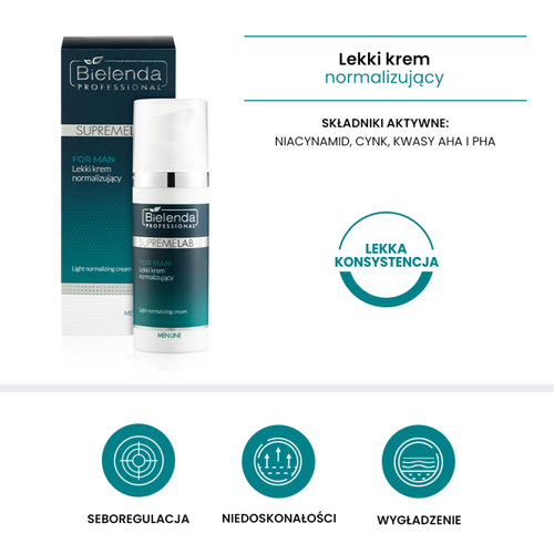 Bielenda Professional SupremeLab Men Line Lekki Krem Normalizujący dla Skóry Mieszanej i Tłustej 50ml
