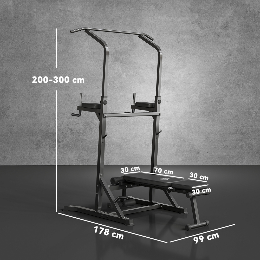 HOMCOM Pull Up Station with Adjustable Weight Bench, Dip Station and ...