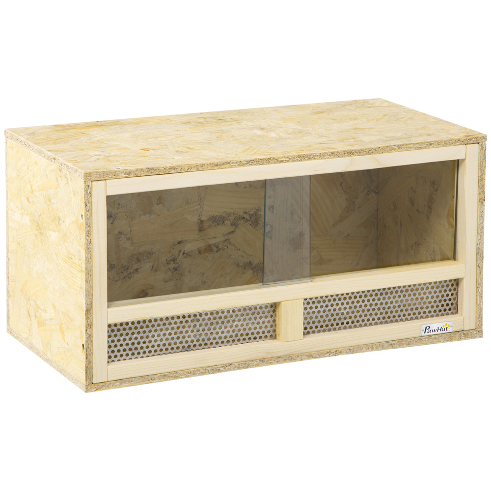 PawHut Reptile Terrarium Vivarium Habitat w/ Transparent Sliding Doors, Breathable Mesh, for Lizards, Horned Frogs, Snakes and Chameleons, 60 x 29.5 x 29.5cm