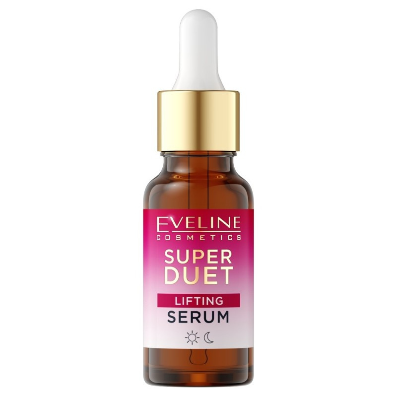 Eveline Super Duo Skoncentrowane Serum Liftingujące z 5% Peptydami i Kompleksem Kolagenowym dla Skóry Suchej i Dojrzałej na Dzień i na Noc 18ml
