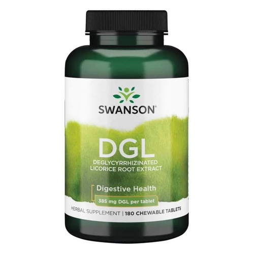 Swanson DGL 385mg Deglycyrrhizinated Licorice Helps Relieve Stomach Discomfort 180 Chewable Tablets