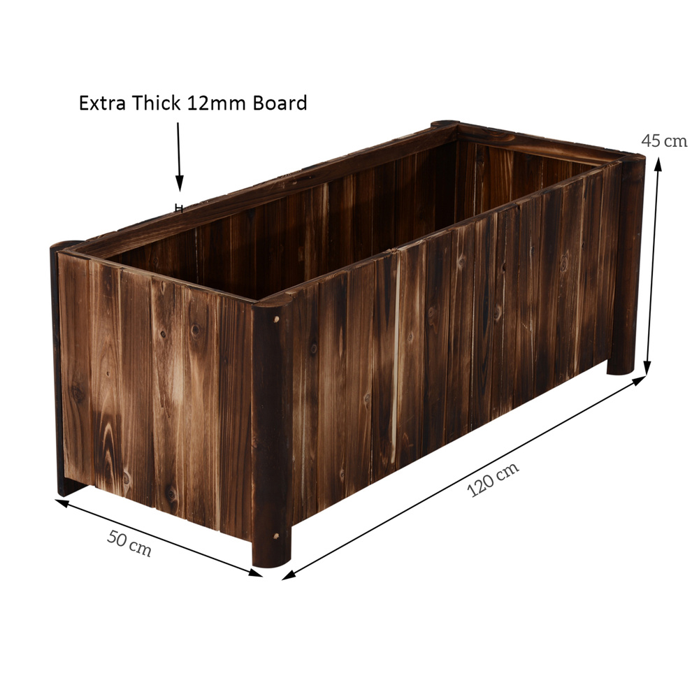 Outsunny Wooden Raised Garden Bed, 120 x 50 x 45cm Elevated Planter Box, Outdoor Flower Bed with Drainage Gaps, Easy Assembly