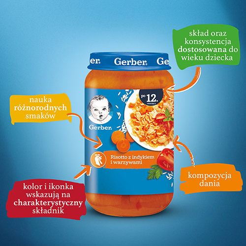 Gerber Danie Risotto z Indykiem i Warzywami dla Dzieci po 12 Miesiącu 250g
