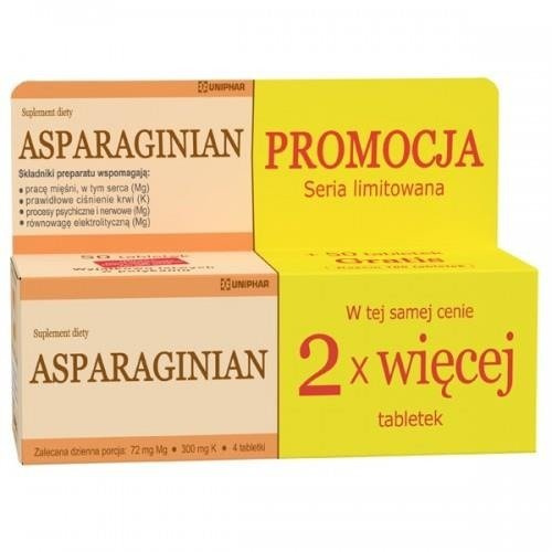 Asparaginian Magnez Potas, 50 tabletek + 50 tabletek Gratis