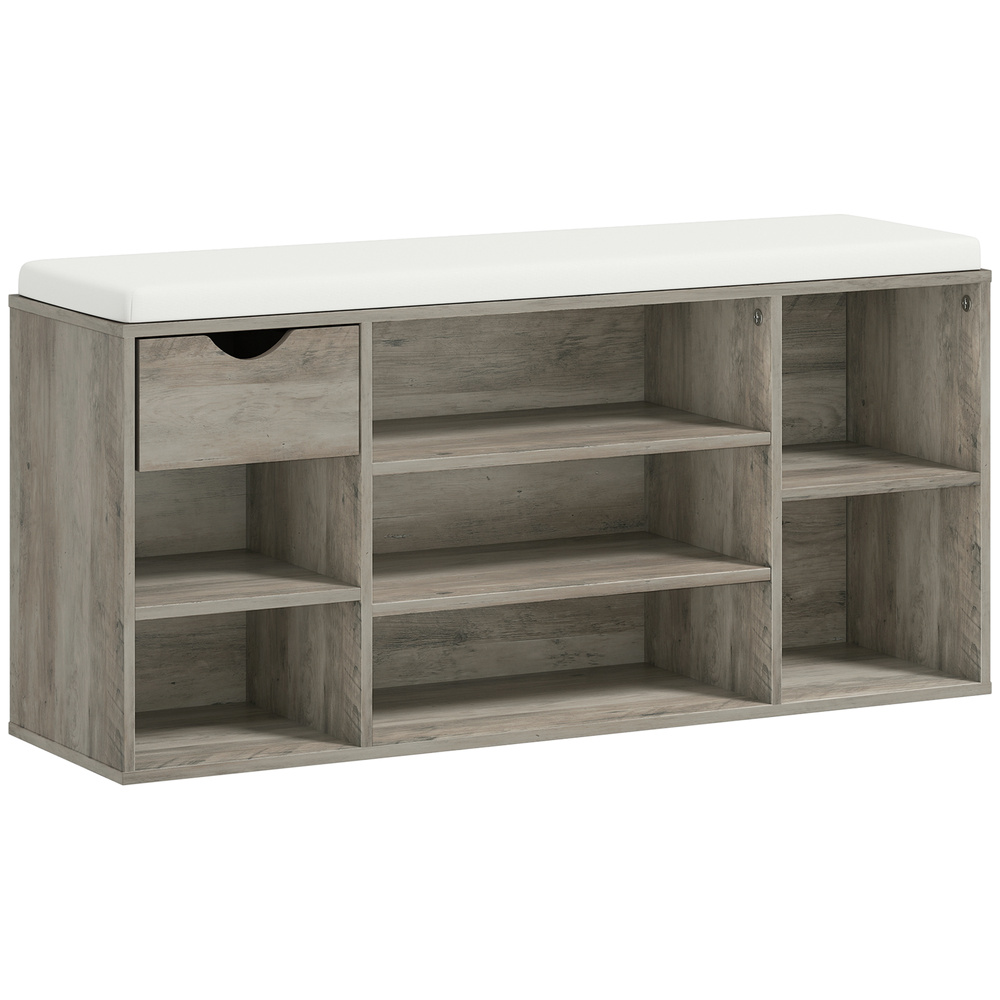 HOMCOM Shoe Storage Bench with Cushion - Grey