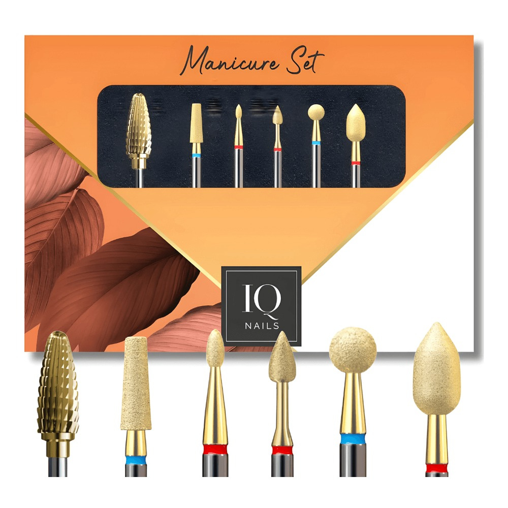 IQ Nails Expert Gold Power Set For Gel Polish Acrylic Cuticles Removal 6 Pieces