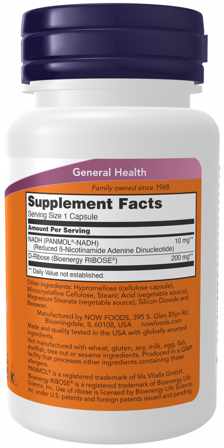 Now Foods NADH 10mg Supports Memory & Concentration 60 Capsules