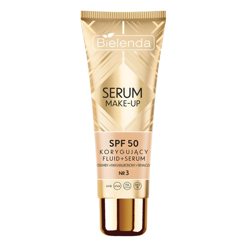 Bielenda Serum Make-Up Korygujący Fluid+Serum SPF50 dla każdego Rodzaju Skóry Nr 3 Sunny Beige 30g Best Before 31.07.26