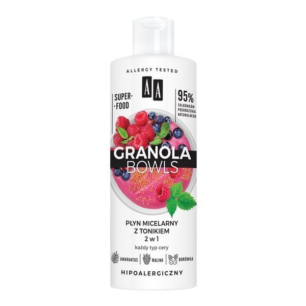 AA GRANOLA BOWLS płyn micelarny z tonikiem 2w1 każdy typ cery, 400ml