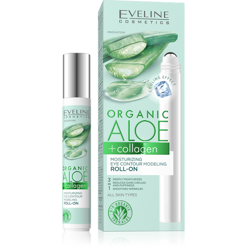 Eveline Organic Aloe + Collagen Wegański Nawilżający Roll-on Modelujący Kontur Oczu 15ml