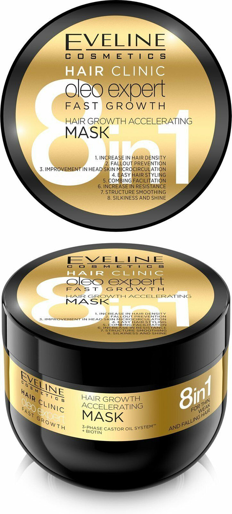 Eveline Oleo Expert 8w1 Maska na Porost Włosów Cienkich i Słabych 500ml