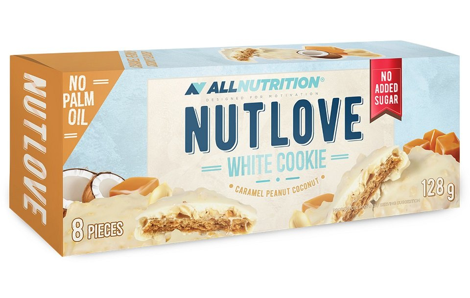 Allnutrition Nutlove White Cookie Caramel Peanut Coconut Sugar Free Cookies 8 Cookies
