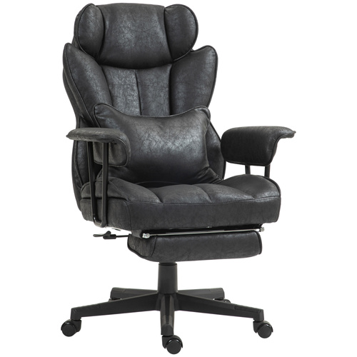 HOMCOM Executive Office Chair, Ergonomic Desk Chair with Foot Rest, Lumbar Support, Reclining Function and Wide Seat, Black