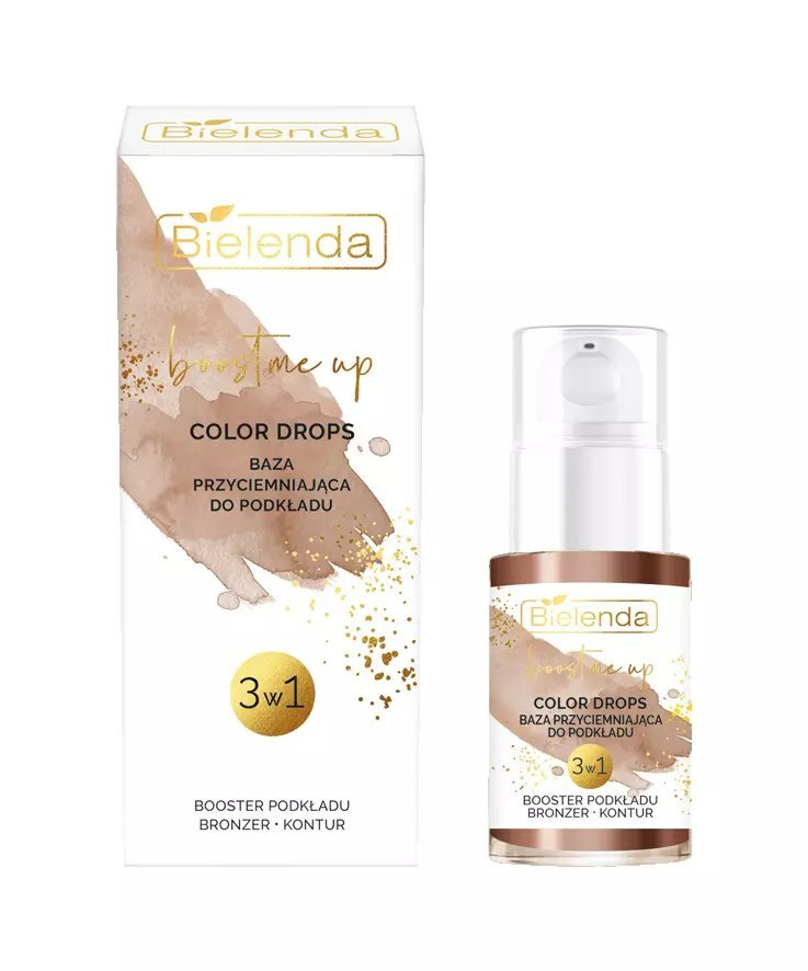 Bielenda Boost Me Up Color Drops Baza Przyciemniająca 3w1 Booster Podkładu Bronzer Kontur 15ml