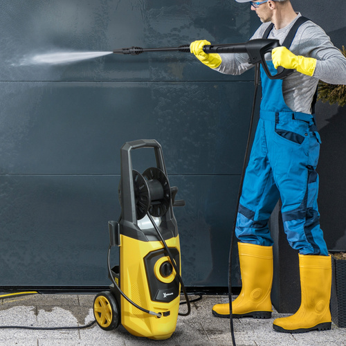 DURHAND 1800W High Pressure Washer, 150 Bar Pressure, 510 L/h Flow, High-Performance Portable Power Washer Jet Wash Cleaner with 6M Hose and Hose Reel for Garden, Car, Furniture, Yellow