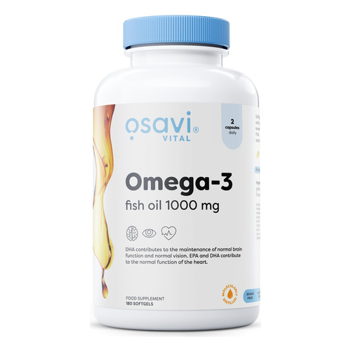 Osavi Omega-3 Fish Oil 1000mg Lemon Flavour for Heart and Brain Support 180 Softgels