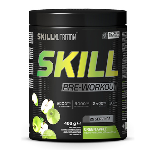 Skill Nutrition Skill Pre-Workout Przedtreningówka o Smaku Zielonego Jabłka na Energię i Wydajność 400g