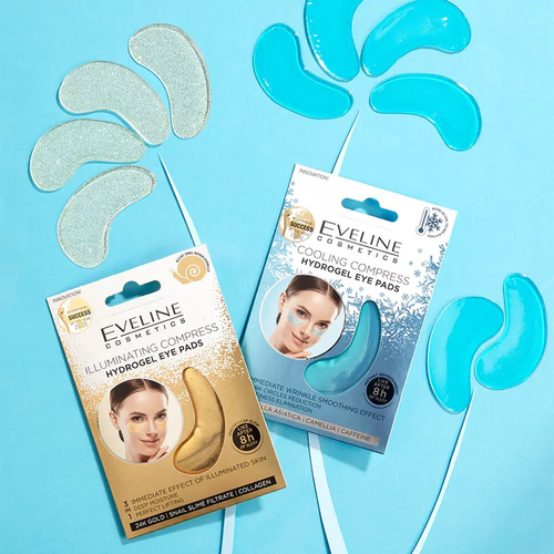 Eveline Chłodzący Kompres Hydrożelowy Wygładzające Zmarszczki Płatki pod Oczy 3w1