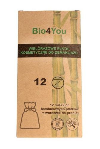 BIO4YOU Reusable bamboo cotton pads, 12pcs + laundry bag